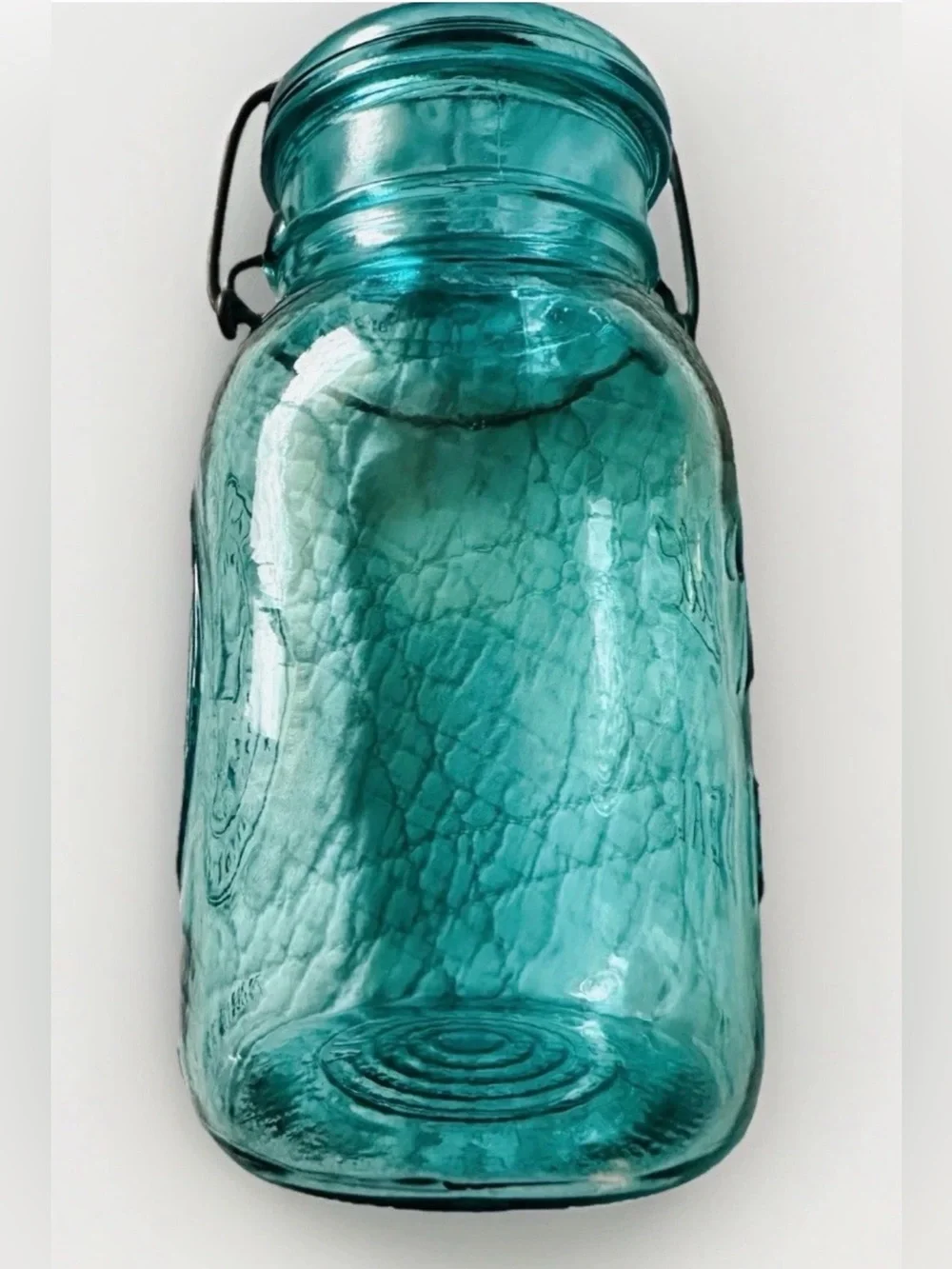 Vintage Ball Ideal Blue Mason Bicentennial Quart Jar 1776-1976 Eagle Wire Ball